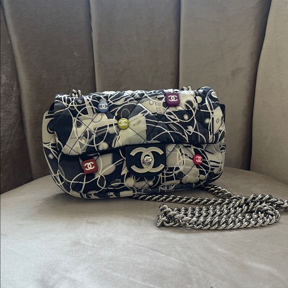 Chanel Multicolor Accented Black and White Crossbody Bag